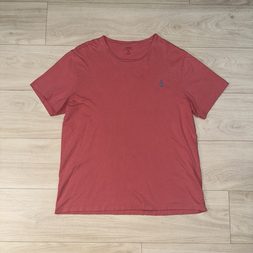 Polo Ralph Lauren T-Shirt Mens XL Salmon Blue Pony Classic Fit Crew Neck Preppy